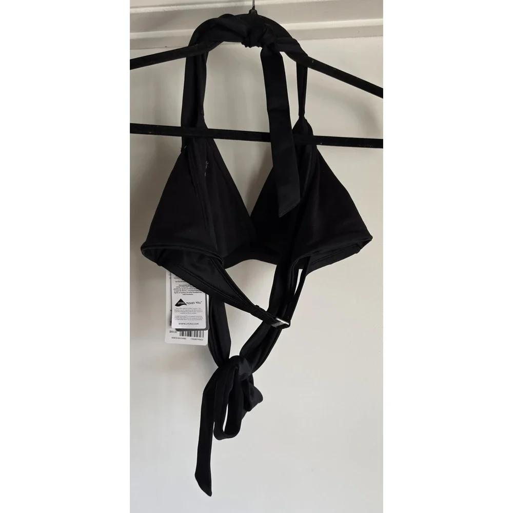 NWT Athleta Bikini Top 34B/C Black Halter Swimwear Swim Athleisure Bralette